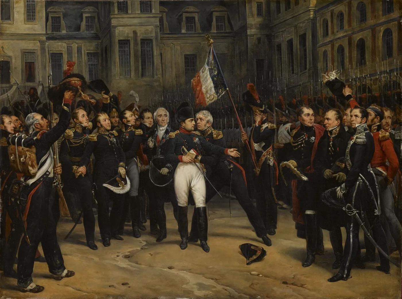 Napoleón abdica en Fontainebleau
